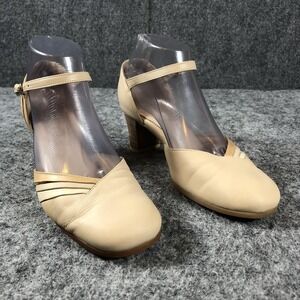 BeautiFeel Women's‎ 6.5 Beige Leather Mary Jane Block Heel Comfort Shoes
